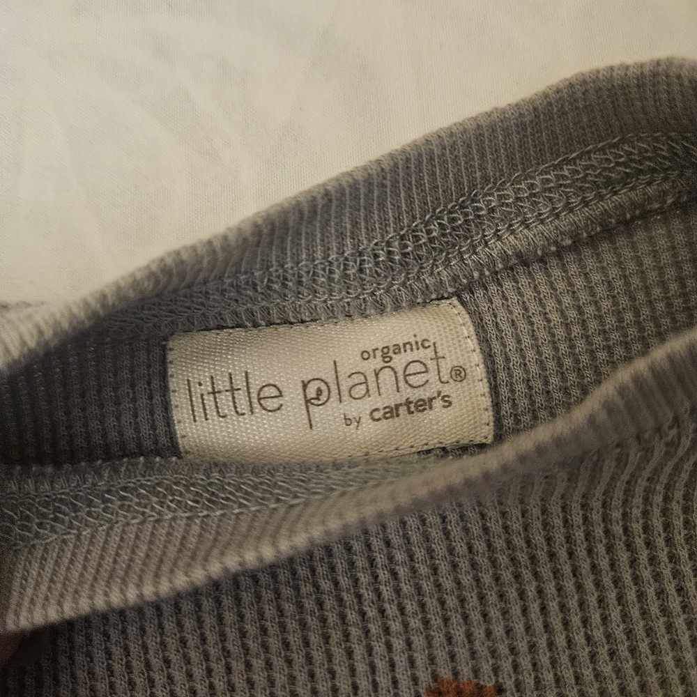 Carter’s Baby Set Neutral Dino Outfit Gray Orange 2pc - Picture 2 of 2